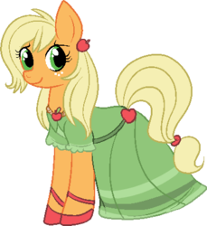 Size: 383x419 | Tagged: safe, artist:lulubell, applejack, earth pony, pony, g4, clothes, dress, female, loose hair, simple background, solo, transparent background