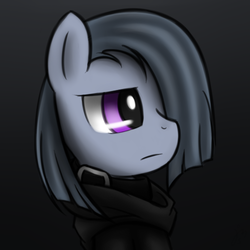 Size: 500x500 | Tagged: safe, artist:demoxyraphym-mslyce, marble pie, earth pony, pony, g4, bust, choker, clothes, female, hoodie, lonely, lonely inky, portrait, sad, solo