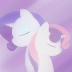 Size: 1200x1200 | Tagged: safe, artist:demoxyraphym-mslyce, rarity, sweetie belle, pony, unicorn, g4, duo, duo female, eyes closed, female, sisters