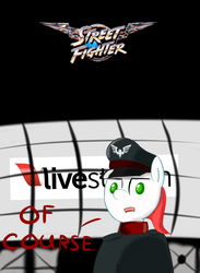 Size: 950x1300 | Tagged: safe, artist:deepermadness, oc, oc only, oc:flicker, pony, ponibooru film night, film night, m. bison, of course, parody, poster, solo, street fighter, street fighter: the movie