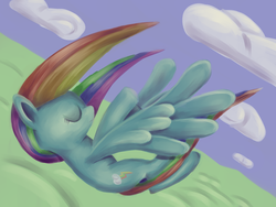 Size: 2048x1536 | Tagged: safe, artist:khyperia, rainbow dash, pony, g4, falling, female, solo