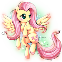 Size: 850x850 | Tagged: dead source, safe, artist:xwhitex77, fluttershy, pegasus, pony, g4, female, mare, solo, spread wings, wings