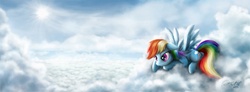 Size: 2128x785 | Tagged: safe, artist:dcpip, rainbow dash, pony, g4, cloud, cloudy, female, solo