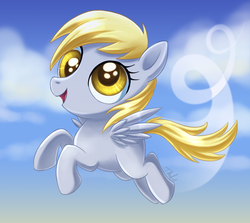 Size: 700x624 | Tagged: safe, artist:metalpandora, derpy hooves, pegasus, pony, g4, filly, flying, solo