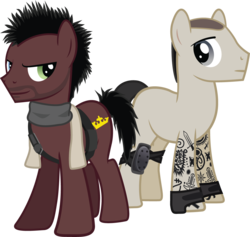 Size: 1124x1065 | Tagged: safe, artist:ah-darnit, pony, call of duty, crossover, duo, duo male, male, ponified, simple background, stallion, transparent background, vladimir makarov