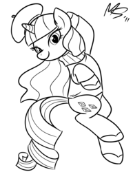 Size: 743x962 | Tagged: safe, artist:megasweet, rarity, pony, g4, beatnik rarity, beret, clothes, female, hat, monochrome, solo, sweater