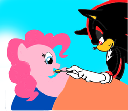 Size: 800x694 | Tagged: safe, artist:kaiamurosesei, pinkie pie, g4, crossover, crossover shipping, female, interspecies, love, male, shadow the hedgehog, shadpie, shipping, sonic the hedgehog, sonic the hedgehog (series), straight
