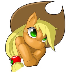 Size: 800x800 | Tagged: safe, artist:shnider, applejack, earth pony, pony, g4, female, obligatory apple, simple background, solo