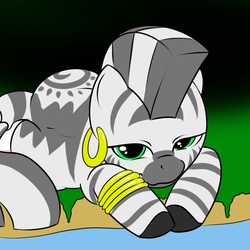 Size: 1000x1000 | Tagged: safe, artist:kloudmutt, zecora, zebra, g4, bedroom eyes, female, mare, solo