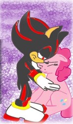 Size: 401x677 | Tagged: safe, artist:kaiamurosesei, pinkie pie, g4, crossover, crossover shipping, female, interspecies, love, male, shadow the hedgehog, shadpie, shipping, sonic the hedgehog, sonic the hedgehog (series), straight