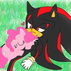 Size: 713x720 | Tagged: safe, artist:kaiamurosesei, pinkie pie, g4, crossover, crossover shipping, female, interspecies, love, male, shadow the hedgehog, shadpie, shipping, sonic the hedgehog, sonic the hedgehog (series), straight