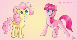 Size: 970x500 | Tagged: safe, artist:marikaefer, fluttershy, pinkie pie, g4, alternate hairstyle, mane swap