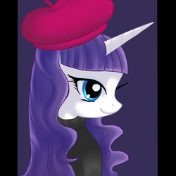 Size: 2222x2222 | Tagged: safe, artist:jacky-bunny, rarity, pony, g4, beatnik rarity, beret, clothes, female, hat, high res, solo, sweater