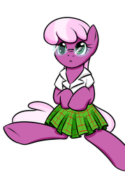 Size: 500x700 | Tagged: safe, artist:kloudmutt, cheerilee, earth pony, pony, g4, clothes, female, glasses, mare, schoolgirl, simple background, solo, white background