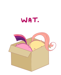 Size: 533x658 | Tagged: safe, artist:pekou, fluttershy, twilight sparkle, pegasus, pony, unicorn, ask my little chubbies, g4, adorawat, box, chubbie, cute, shyabetes, twiabetes, unicorn twilight, wat