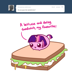 Size: 800x800 | Tagged: safe, artist:pekou, twilight sparkle, ask my little chubbies, g4, chubbie, cute, sandwich, twiabetes