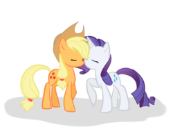 Size: 1600x1234 | Tagged: safe, artist:phillyphia, applejack, rarity, earth pony, pony, unicorn, g4, female, lesbian, mare, nuzzling, ship:rarijack, shipping, simple background, transparent background