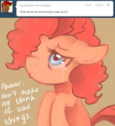 Size: 640x700 | Tagged: dead source, safe, artist:dhui, pinkie pie, ask tired pie, g4, crying, sad, tumblr