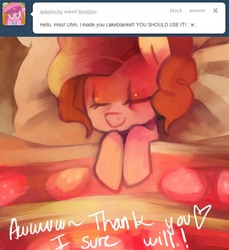 Size: 642x700 | Tagged: dead source, safe, artist:dhui, pinkie pie, ask tired pie, g4, bed, blanket, tumblr