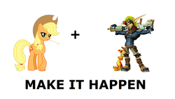 Size: 1338x760 | Tagged: safe, applejack, g4, crossover, exploitable meme, jak and daxter, jak ii: renegade, make it happen, meta