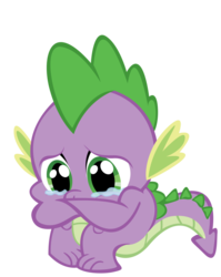 Size: 900x1133 | Tagged: safe, artist:bednarowski, spike, dragon, g4, crying, male, simple background, solo, transparent background