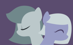Size: 2400x1500 | Tagged: safe, artist:gingermint, artist:icekatze, limestone pie, marble pie, earth pony, pony, g4, eyes closed, female, lineless, mare, minimalist, pie sisters, simple background, wallpaper