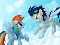 Size: 1024x768 | Tagged: safe, artist:xx-mr-no-name-xx, rainbow dash, soarin', g4, female, male, ship:soarindash, shipping, straight