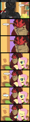 Size: 500x2000 | Tagged: safe, artist:mixermike622, fluttershy, krogan, g4, brush, brushie, comic, commander shepard, crossover, eyes closed, mass effect, raised eyebrow, smiling, speech bubble, urdnot wrex