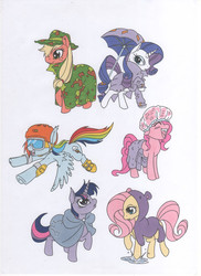 Size: 726x1000 | Tagged: safe, artist:mohawkrex, applejack, fluttershy, pinkie pie, rainbow dash, rarity, twilight sparkle, g4, mane six