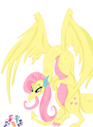 Size: 1122x1523 | Tagged: safe, artist:skyfries, applejack, fluttershy, pinkie pie, rainbow dash, rarity, twilight sparkle, dragon, feathered dragon, g4, dragonified, flutterdragon, simple background, size difference, species swap, transparent background