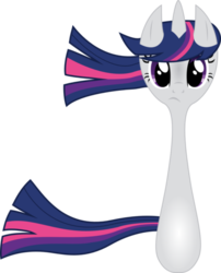 Size: 400x495 | Tagged: safe, artist:crunchnugget, twilight sparkle, pony, g4, female, frown, looking at you, pun, simple background, solo, spork, transparent background, twilight sporkle, vector, wat, windswept mane