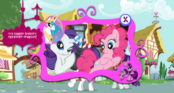 Size: 750x401 | Tagged: safe, screencap, pinkie pie, rarity, twilight sparkle, oc, g4, official, adventures in ponyville