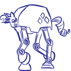Size: 1000x1000 | Tagged: safe, artist:willdrawforfood1, rarity, robot, g4, at-at, monochrome, solo, star wars
