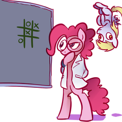 Size: 1000x1000 | Tagged: dead source, safe, artist:solar-slash, artist:willdrawforfood1, derpy hooves, pinkie pie, pegasus, pony, g4, dizzy hooves, female, glasses, mare