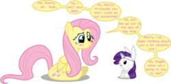 Size: 1024x505 | Tagged: safe, artist:thelastgherkin, angel bunny, fluttershy, pegasus, pony, g4, female, lesbian, mare, ship:flarity, shipping, simple background, transparent background, wig