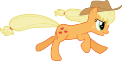 Size: 11880x6000 | Tagged: safe, artist:quasdar, applejack, earth pony, pony, fall weather friends, g4, absurd resolution, female, running, simple background, solo, transparent background, vector