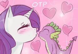 Size: 650x450 | Tagged: safe, artist:yubi, rarity, spike, g4, blushing, female, heart, imminent kissing, interspecies, male, ship:sparity, shipping, straight