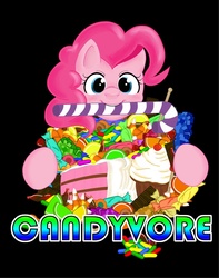 Size: 1125x1425 | Tagged: safe, artist:onipolice, pinkie pie, earth pony, pony, g4, cake, candy, candy cane, cupcake, female, solo