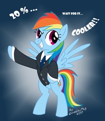 Size: 882x1023 | Tagged: safe, artist:gonzahermeg, rainbow dash, pony, g4, businessmare, clothes, female, how i met your mother, solo, suit