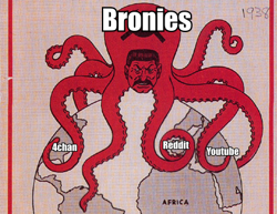 Size: 397x306 | Tagged: safe, octopus, 4chan, barely pony related, earth, image macro, josef stalin, meme, meta, moustache, propaganda, reddit, tentacles, wat, youtube