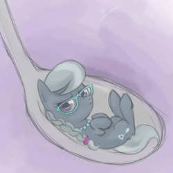 Size: 2000x2000 | Tagged: safe, artist:shirl-ame, silver spoon, earth pony, pony, g4, female, glasses, high res, literal, solo, spoon