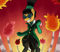 Size: 994x862 | Tagged: safe, artist:kudalyn, semi-anthro, bipedal, glasses, hat, once-ler, ponified, solo, the lorax, top hat