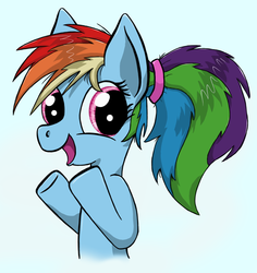 Size: 845x895 | Tagged: safe, artist:ninjapony, rainbow dash, pony, g4, female, ponytail, scrunchie, solo