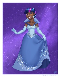 Size: 781x1000 | Tagged: safe, artist:jadiekins, twilight sparkle, human, g4, clothes, dark skin, dress, female, gala dress, humanized, solo