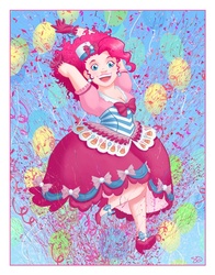 Size: 628x800 | Tagged: safe, artist:jadiekins, pinkie pie, human, g4, chubby, clothes, dress, female, gala dress, humanized, solo