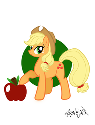 Size: 700x920 | Tagged: safe, artist:notmrscollins, artist:royallycrimson, applejack, earth pony, pony, g4, female, obligatory apple, solo