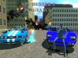 Size: 1024x768 | Tagged: safe, rainbow dash, human, g4, car, chevrolet, ford, ford gt, gmod, gun, mustang, spy, spy (tf2), spyhunter, team fortress 2