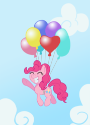 Size: 1071x1500 | Tagged: safe, artist:aoshistark, pinkie pie, earth pony, pony, g4, balloon, female, solo, then watch her balloons lift her up to the sky