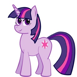 Size: 600x600 | Tagged: safe, artist:aoshistark, twilight sparkle, pony, unicorn, g4, female, mare, simple background, smiling, solo, unicorn twilight, white background