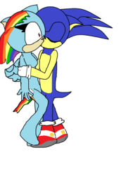 Size: 700x1016 | Tagged: dead source, safe, artist:mephilesthedark44444, rainbow dash, anthro, plantigrade anthro, g4, crossover, crossover shipping, female, interspecies, kissing, love, male, shipping, sonic the hedgehog, sonic the hedgehog (series), sonicdash, sonicified, straight